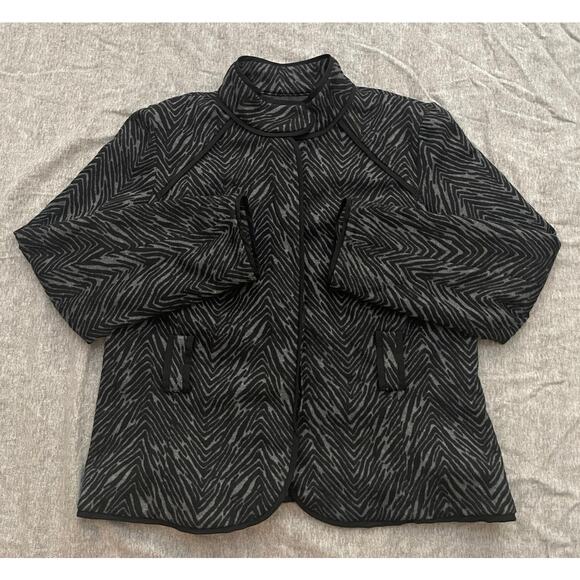 Sandro Sportswear Womens Size XL Black Gray Animal Print Short Coat - Picture 2 of 12